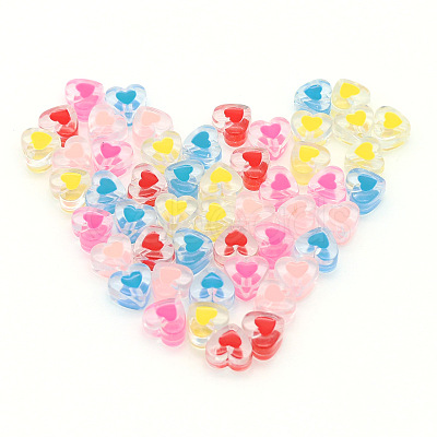 Transparent Acrylic Enamel Beads HEAR-PW0002-076-1