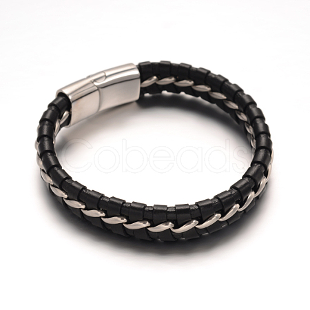 Unisex Braided Leather Cord Bracelets BJEW-L542-19P-1