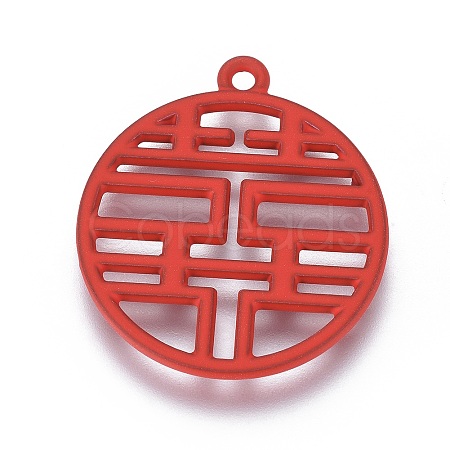 Alloy Enamel Chinese Symbol Pendants X-PALLOY-I166-35R-1