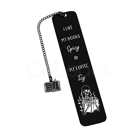 Skeleton Stainless Steel Rectangle Bookmark for Booklovers Reader PW-WGA1359-03-1