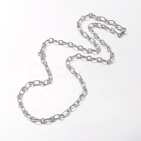 Unisex 304 Stainless Steel Textured Cable Chain Necklaces STAS-L127-01P-1
