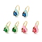 Teardrop Cubic Zirconia Dangle Earrings with Enamel for Women, Real 18K Gold Plated Brass Earrings, Cadmium Free & Nickel Free & Lead Free, Mixed Color, 15.5x9mm, Pin: 1mm