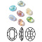 Crackle Moonlight Style K9 Glass Rhinestone Cabochons, Flat Back & Back Plated, Oval, Mixed Color, 10x8x4mm