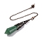 Natural Green Aventurine Pointed Dowsing Pendulum Big Pendants, Lead Free & Cadmium Free, with Red Copper Tone Brass Findings, Hexagonal Cone, 265mm, Hole: 2mm