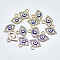 Alloy Charms, with Crystal Rhinestone and Blue Enamel, Evil Eye, Light Gold, 14x16.5x2.5mm, Hole: 2mm