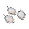 Opalite Big Pendants, Teardrop Charms, with Rack Plating Platinum Tone Brass Findings, 56x37x8mm, Hole: 7x4.5mm