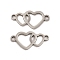 Non-Tarnish 201 Stainless Steel Connector Charms, Hollow Double Heart Links, Stainless Steel Color, 8x16x1mm, Hole: 1.4mm