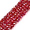 Electroplate Glass Beads Strands, AB Color Plated, Faceted, Rondelle, Red, 3.5~3.8x3mm, Hole: 0.4mm, about 113~115pcs/strand, 12.80~12.99 inch(32.5~33cm)