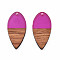 Transparent Resin & Walnut Wood Pendants, Teardrop Shape Charm, Orchid, 38x18x3mm, Hole: 2mm