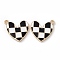 Alloy Enamel Pendants, Golden, Heart with Tartan Pattern Charm, White, 20.5x18x2.5mm, Hole: 1.8mm