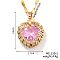 Brass Pave Cubic Zirconia Coffee Bean Chain Cute Heart Pendant Necklaces for Women, Golden, Pink, 15.75 inch(40cm)