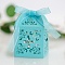 Cross Hollow Candy Paper Gift Boxes, For Wedding Party Supplies, Square with Ribbon, Cyan, 5x5x8cm