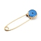 Alloy & Glass Safety Pins, Evil Eye, Dodger Blue, 37.5x10x5.5mm