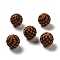 Opaque Silicone Beads, Round with Tartan, Saddle Brown, 15x14.5mm, Hole: 2.3mm