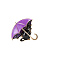 Umbrella Cat Enamel Pin, Cartoon Light Gold Brooch Pin Clothing Accessory, Dark Violet, 39x32mm