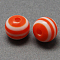 Round Striped Resin Beads, Orange Red, 10x9mm, Hole: 1.8~2mm