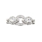 925 Sterling Silver Micro Pave Clear Cubic Zirconia Fold Over Clasps, Teardrop, Real Platinum Plated, 26x10.5x6.5mm, Hole: 2x1.5mm