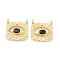 Rack Plating Brass Cubic Zirconia Pendants, Cadmium Free & Nickel Free & Lead Free, Real 18K Gold Plated, Square, Black, 23x22x3~5mm, Hole: 3mm