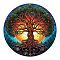 Wooden Puzzles, Children Intelligence Toys, Flat Round with Tree of Life, Colorful, 280mm