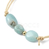 Mixed Natural Amazonite & Citrine & Dumortierite Quartz & Pink Opal & Quartz Crystal Nuggets Braided Bead Anklets AJEW-AN00557-5