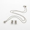 304 Stainless Steel Rhinestone Flat Round Jewelry Sets SJEW-F007-01-1
