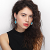 ANATTASOUL 6 Pairs 6 Style Synthetic Turquoise Teardrop & Arch Flower Dangle Stud Earrings EJEW-AN0001-10-4