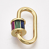 Brass Micro Pave Cubic Zirconia Screw Carabiner Lock Charms ZIRC-S061-140A-3