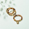 3Pcs 3 Style Natural Gemstone & Brass Beaded Finger Rings with 304 Stainless Steel Heart Charms for Women RJEW-JR00470-5