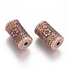 Tibetan Style Alloy Flower Pattern Column Beads X-TIBEB-7424-R-NR-2