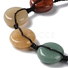 Donut/Pi Disc Natural Mixed Gemstone Braided Bead Bracelets BJEW-H239-01-2
