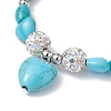 Heart Synthetic Turquoise Braided Bead Bracelets BJEW-JB09819-2