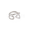 304 Stainless Steel Wave Wrap Open Cuff Ring for Women RJEW-S405-206P-2