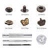 18 Sets Crown & Bowknot & Rose Flower Brass Leather Snap Buttons Fastener Kits SNAP-YW0001-05AB-2