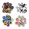 Mixed Pattern Half Round/Dome Printed Glass Cabochons GLAA-T029-16E-2