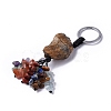 Natural Tiger Eye Nugget with Mixed Gemstone Chips Tassel Keychains KEYC-P012-02P-06-1