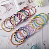 Candy Color Glass Seed Beads Stretch Anklets Set for Girl Women AJEW-SW00003-4