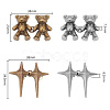 DELORIGIN 8Pcs 4 Style 4 Pointed Star & Bear Alloy Adjustable Jean Button Pins AJEW-DR0001-33-2