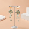 Glass Jellyfish with Shell Pearl Beaded Dangle Stud Earrings EJEW-TA00217-4