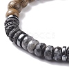 Natural Wood & Synthetic Hematite Stretch Bracelet with Gemstone BJEW-JB08155-6