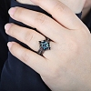 Rhombus Alloy Rhinestone Finger Ring Set for Women PW-WG51C17-02-4