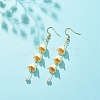 Acrylic Flower with Plastic Pearl Long Dangle Earrings EJEW-JE04941-05-3