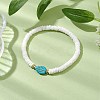 Natutal White Sea Shell Disc Beaded Stretch Bracelets BJEW-JB10551-01-2