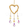 Heart Natural Yellow Quartz Chips Hanging Ornaments HJEW-G024-01C-2