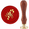 Christmas Brass Wax Seal Stamp with Handle AJEW-WH0184-0644-1