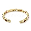 Rack Plating Brass Pave Colorful Cubic Zirconia Open Cuff Bangles for Women BJEW-K244-02G-3