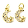 Rack Plating Brass Micro Pave Clear Cubic Zirconia Charms KK-D036-12G-2
