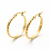 201 Stainless Steel Grooved Hoop Earrings with 304 Stainless Steel Pins for Women EJEW-M214-06D-G-2