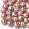 Printed & Spray Painted Imitation Pearl Glass Beads GLAA-S047-06A-06-1