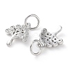 Rack Plating Brass Micro Pave Clear Cubic Zirconia Charms KK-D097-05P-2