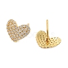 Rack Plating Heart Brass Stud Earrings EJEW-N055-41G-RS-2